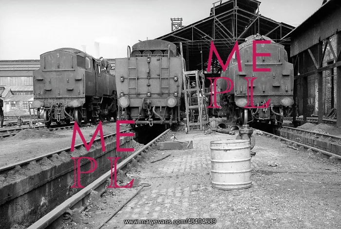 : Nine Elms Old Shed with the back of three steam engines : Nine Elms Old Shed with the back of three steam engines