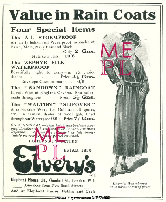 : Elvery's Rain Coats Advertisement : Elvery's Rain Coats Advertisement
