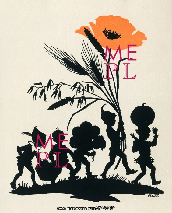 : Elves carrying a poppy, fruit etc : Elves carrying a poppy, fruit etc