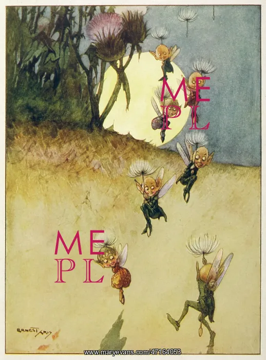: Elves parachuting with thistledown : Elves parachuting with thistledown