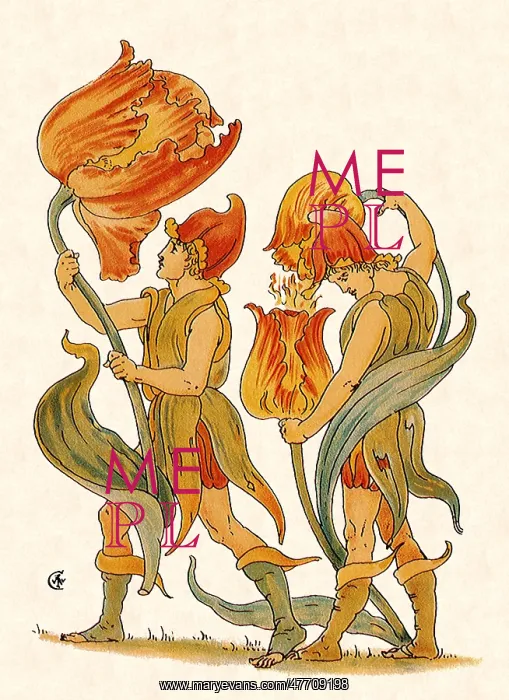: Elves with Tulips, by Walter Crane : Elves with Tulips, by Walter Crane