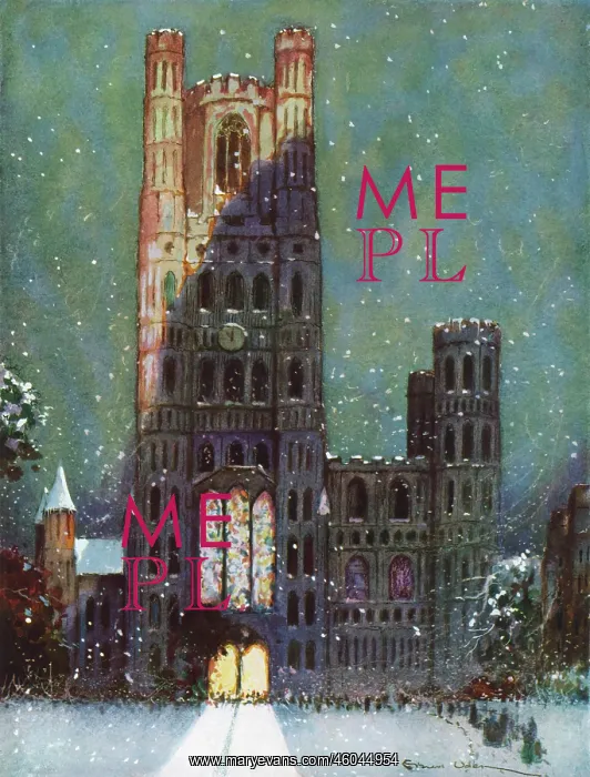 : Ely Cathedral in the snow by Ernest Uden : Ely Cathedral in the snow by Ernest Uden