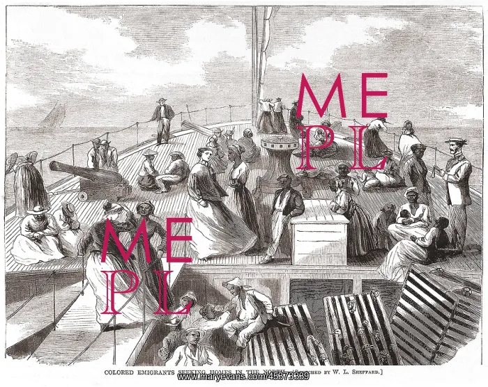 : Emancipated African Americans on a ship to : Emancipated African Americans on a ship to