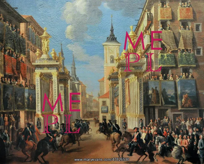 : Embellishment of Platerias Street, Charles III enters Madrid : Embellishment of Platerias Street, Charles III enters Madrid
