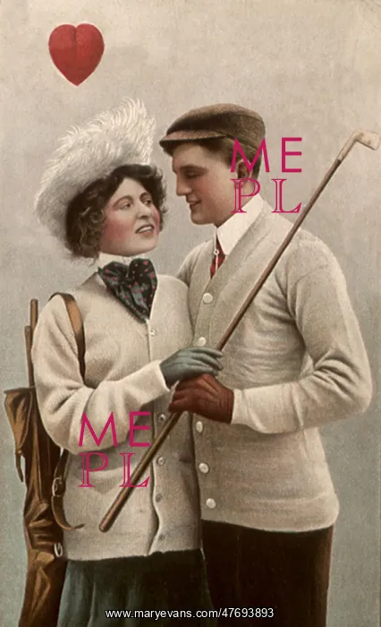 : Embraced Couple in Golf Attire : Embraced Couple in Golf Attire