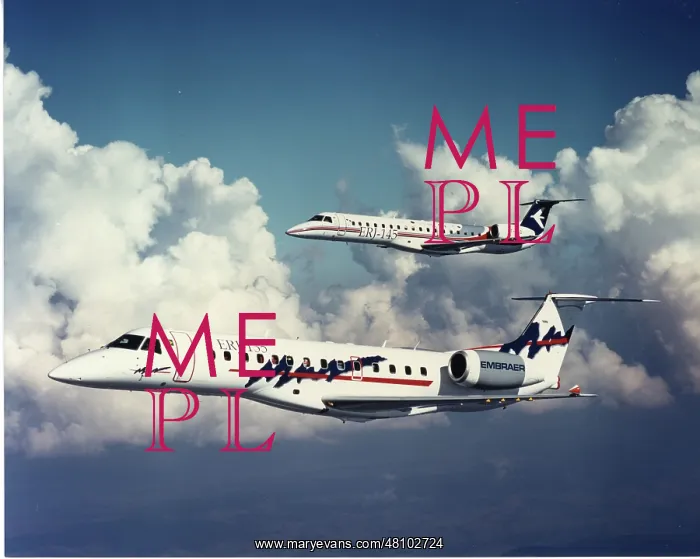 : Embraer ERJ-135 and ERJ-145, in-flight, side-on, nose left : Embraer ERJ-135 and ERJ-145, in-flight, side-on, nose left