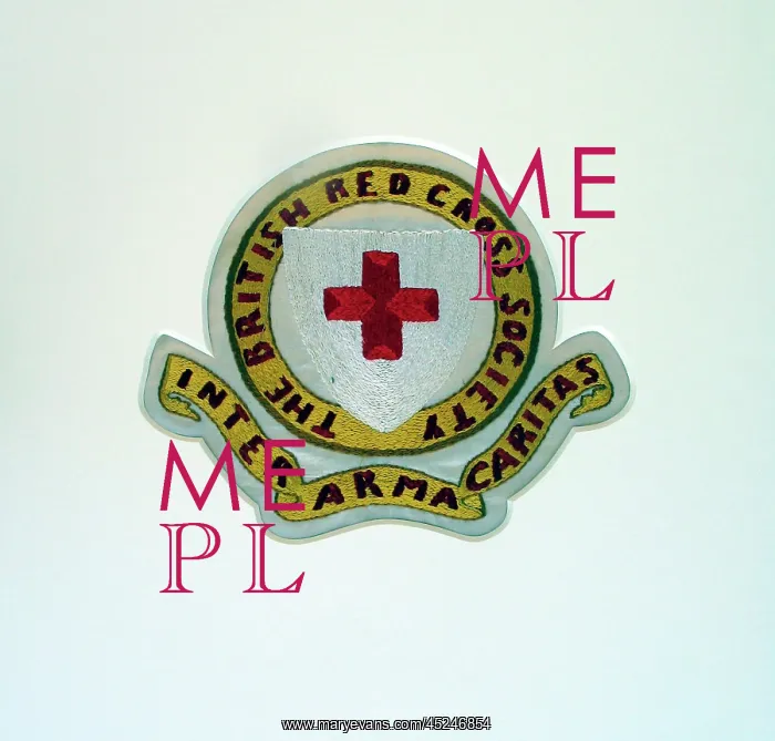 : Embroidered badge of the British Red Cross : Embroidered badge of the British Red Cross