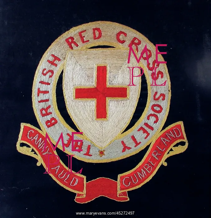 : Embroidered badge of the British Red Cross : Embroidered badge of the British Red Cross