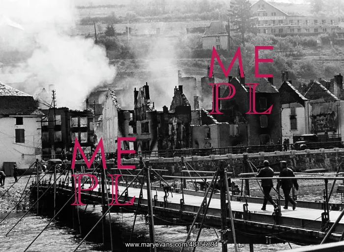 : Emergency bridge built by pioneers during the : Emergency bridge built by pioneers during the