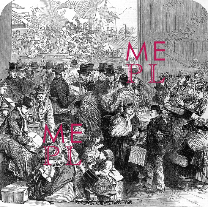 : Emigrants about to board the Ganges, London 1870 : Emigrants about to board the Ganges, London 1870