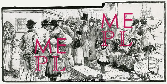 : Emigrants queuing for Berth Numbers 1887 : Emigrants queuing for Berth Numbers 1887