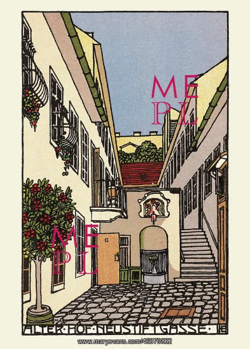 : Emil Hoppe. Old courtyard in Vienna : Emil Hoppe. Old courtyard in Vienna