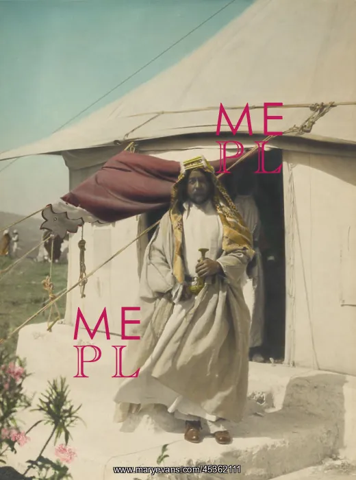 : Emir Abdullah of Trans-Jordan in front of his tent : Emir Abdullah of Trans-Jordan in front of his tent