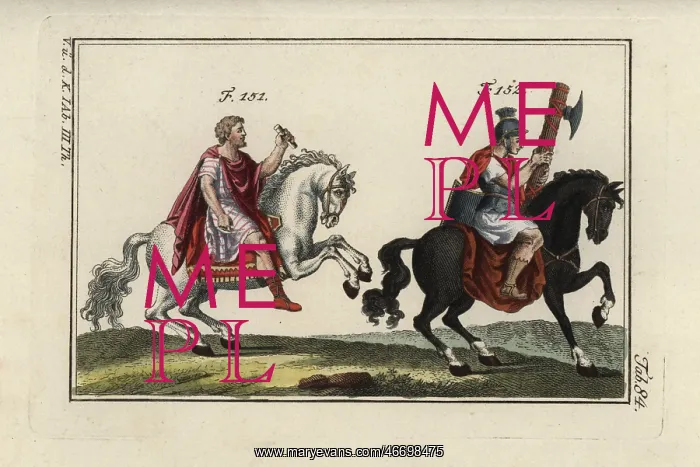 : Emperor Marcus Aurelius on horseback, and a : Emperor Marcus Aurelius on horseback, and a