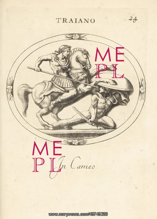 : Emperor Trajan on horseback in battle, in cameo : Emperor Trajan on horseback in battle, in cameo