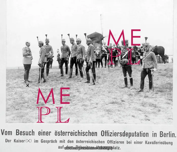 : Emperor William II with Austrian officers in Doeberitz, 1914 : Emperor William II with Austrian officers in Doeberitz, 1914