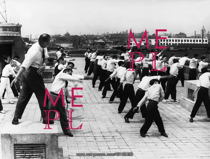: Employees are doing gymnastics, 1939 : Employees are doing gymnastics, 1939