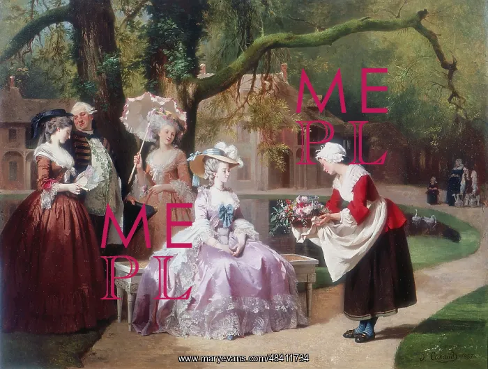 : Empress Eugenie presented with bouquet by peasant : Empress Eugenie presented with bouquet by peasant