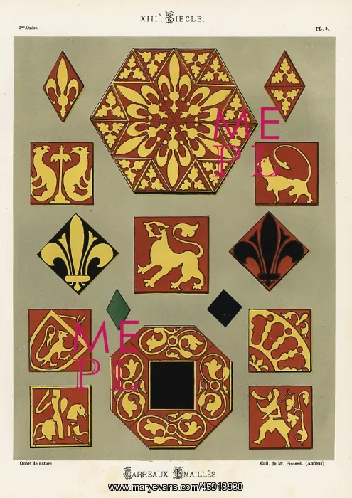 : Enamel clay tiles, 13th century : Enamel clay tiles, 13th century