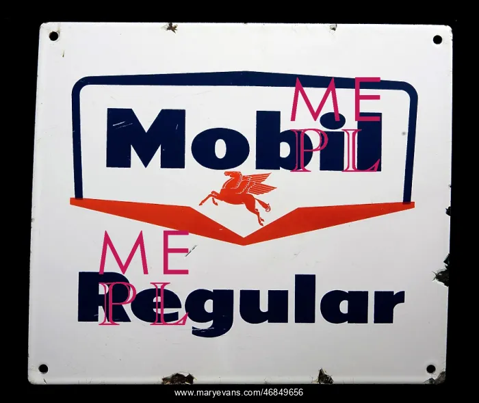 : Enamel sign advertising Mobil Regular : Enamel sign advertising Mobil Regular
