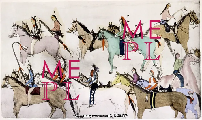 : The End of the Battle'. Sioux warriors leading : The End of the Battle'. Sioux warriors leading