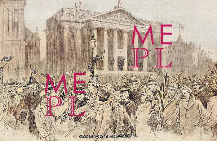 : End of First World War, crowds at Mansion House : End of First World War, crowds at Mansion House