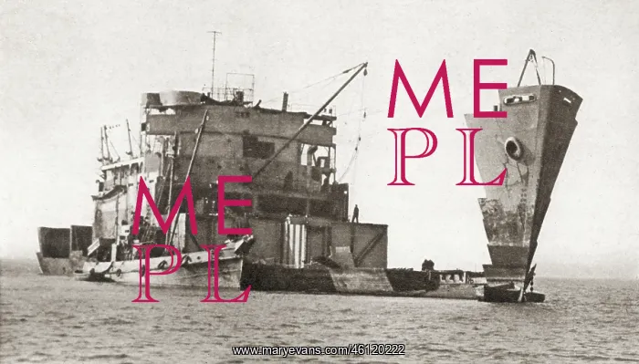 : The end of a Liberty ship at Netley, nr Southampton : The end of a Liberty ship at Netley, nr Southampton