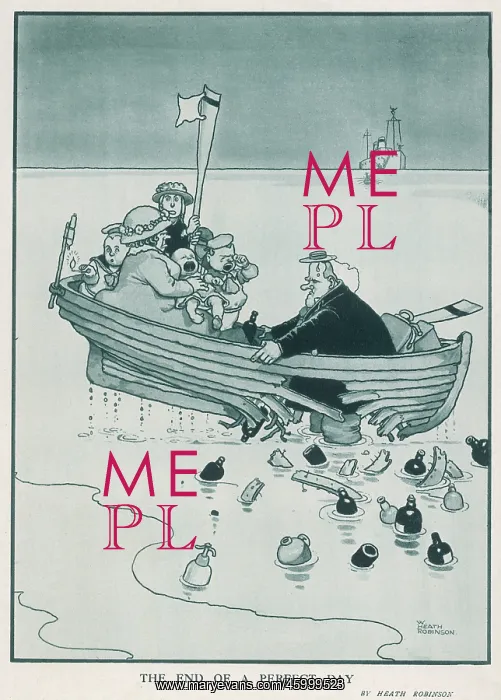 : The End Of A Perfect Day by William Heath Robinson : The End Of A Perfect Day by William Heath Robinson