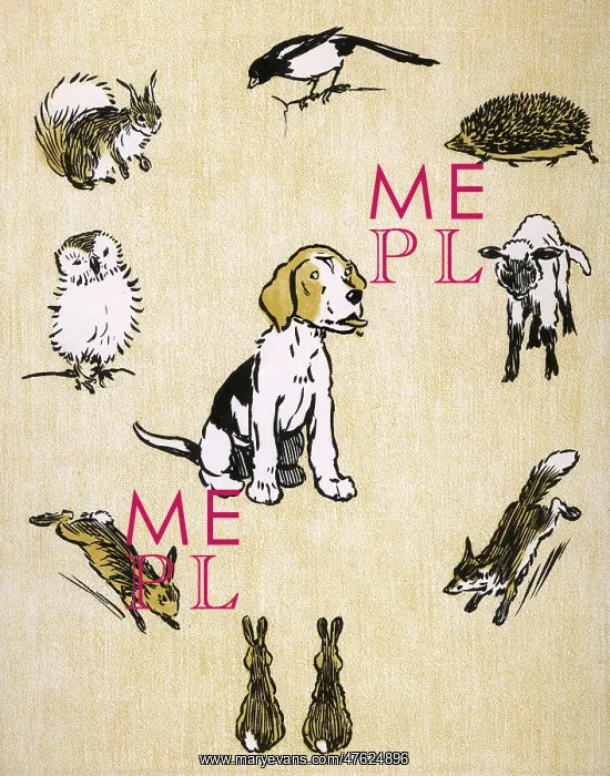 : Endpaper design by Cecil Aldin, Field Babies : Endpaper design by Cecil Aldin, Field Babies