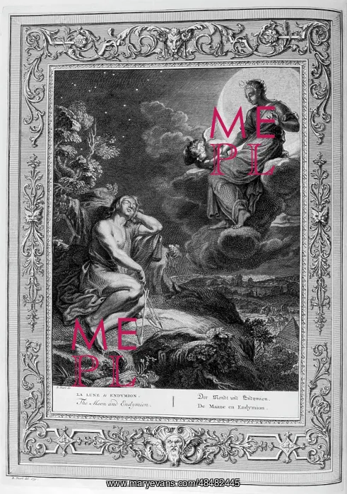 : Endymion and the Moon. Engraved illustration from : Endymion and the Moon. Engraved illustration from