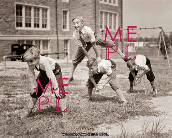 : Four Energetic Laughing Boys in Knickerbockers : Four Energetic Laughing Boys in Knickerbockers
