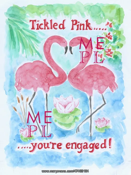  : engagment card with flamingoes