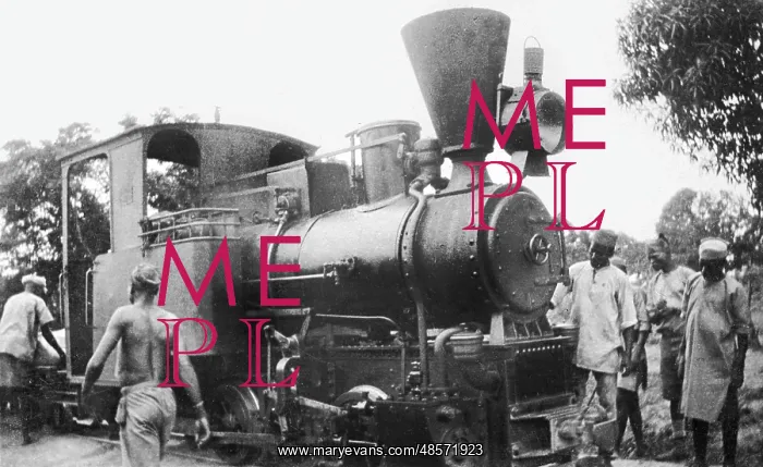 : Engine on mini railway, Schaedel's Farm, Lindi, WW1 : Engine on mini railway, Schaedel's Farm, Lindi, WW1
