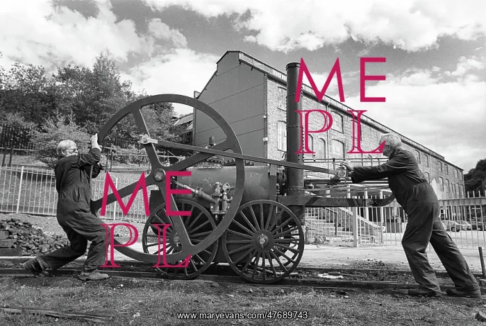 : Engineers at Ironbridge Gorge Museum - first railway loco : Engineers at Ironbridge Gorge Museum - first railway loco