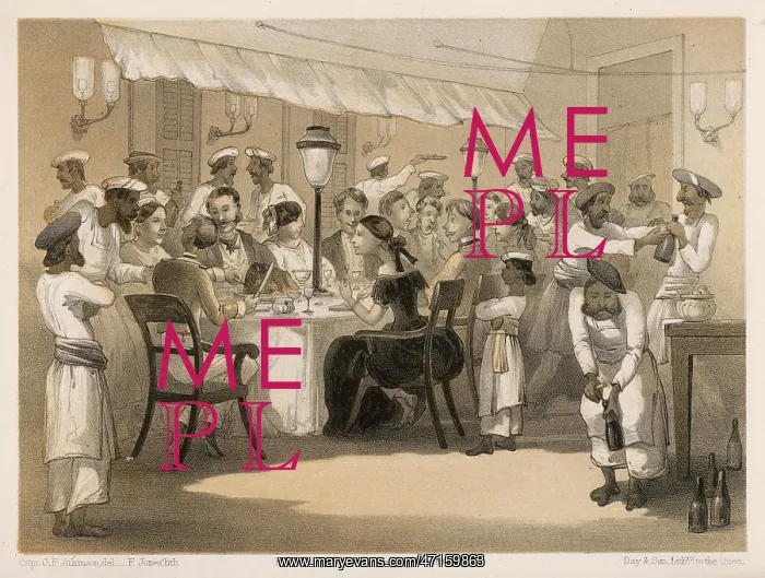 : English dinner party in India with servants : English dinner party in India with servants