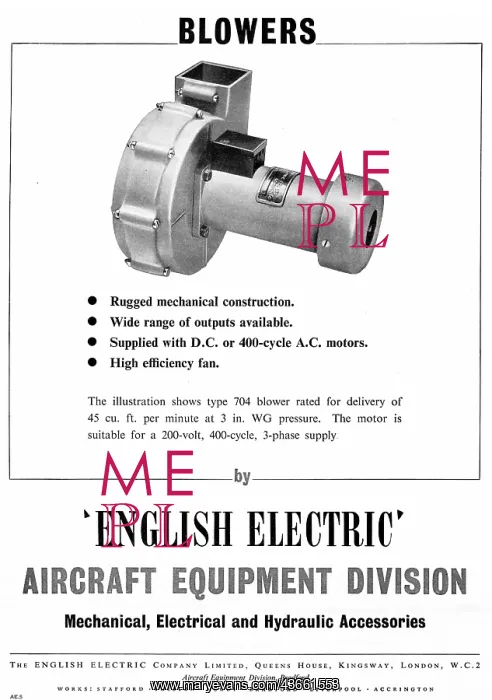 : English Electric 704 Blower : English Electric 704 Blower