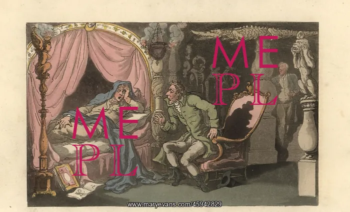 : English gentleman consulting a somniloquist, 18th century : English gentleman consulting a somniloquist, 18th century