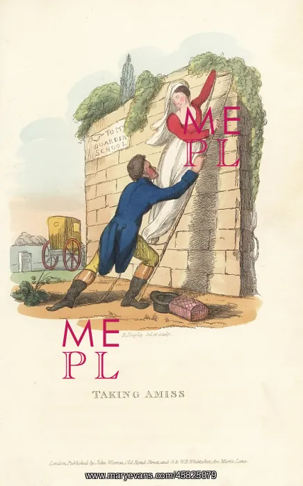 : English gentleman eloping with a lady, Regency era : English gentleman eloping with a lady, Regency era