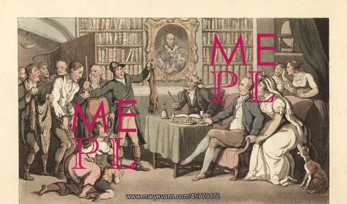 : English gentleman in his study hearing a case of poaching : English gentleman in his study hearing a case of poaching