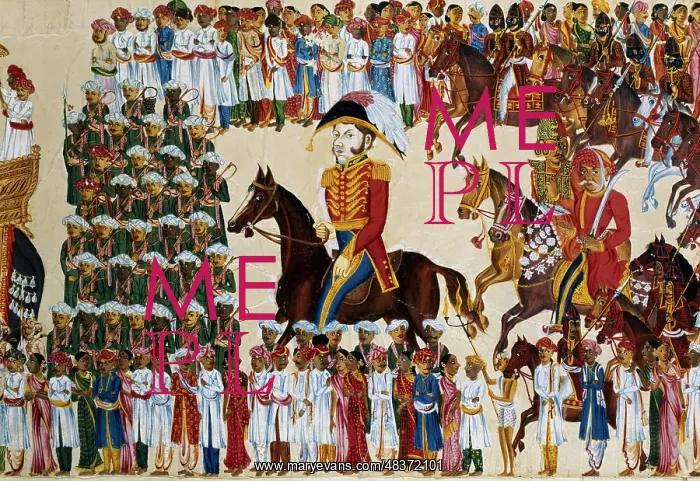 : English grandee rides in an Indian procession : English grandee rides in an Indian procession