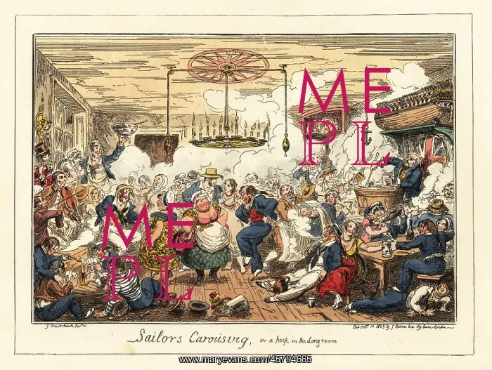 : English sailors drinking and dancing in a pub : English sailors drinking and dancing in a pub