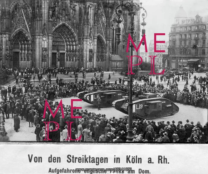 : English tanks at the Cologne Cathedral, 1920 : English tanks at the Cologne Cathedral, 1920