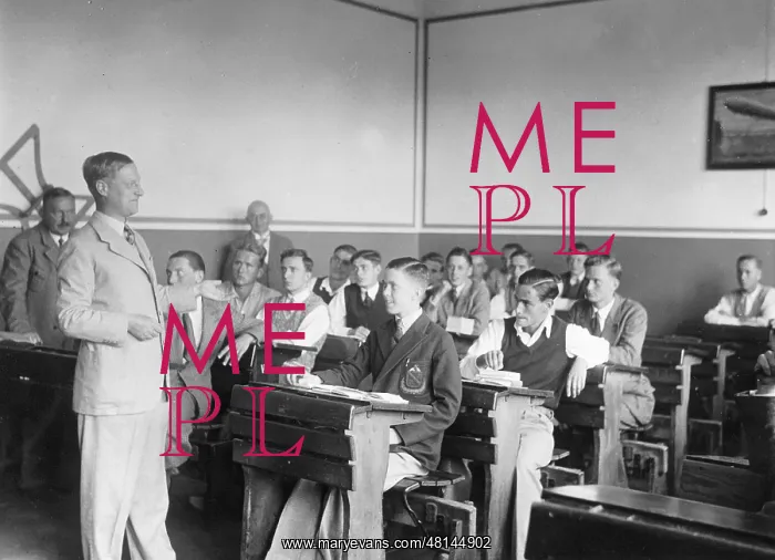 : English teacher instructs German exchange students, 1934 : English teacher instructs German exchange students, 1934