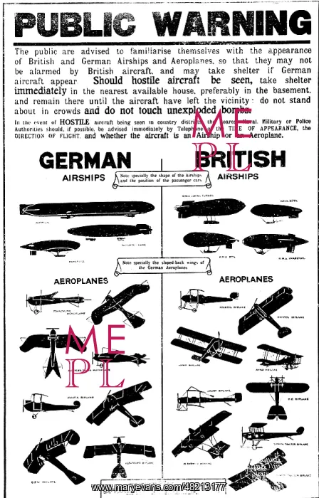 : English warning sheet, 1915 : English warning sheet, 1915