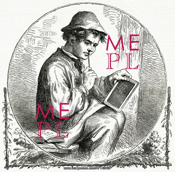 : English Yokel practising maths on slate 1858 : English Yokel practising maths on slate 1858