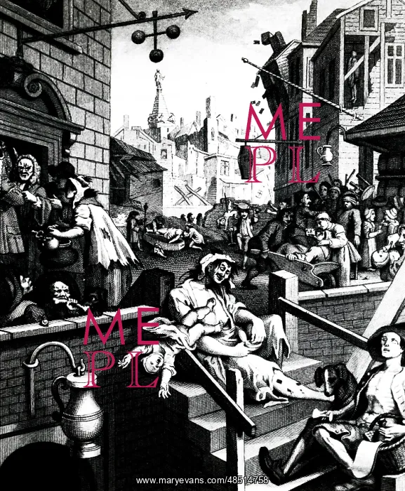 : Engraved An engraving Gin Lane by William Hogarth; 1751 : Engraved An engraving Gin Lane by William Hogarth; 1751