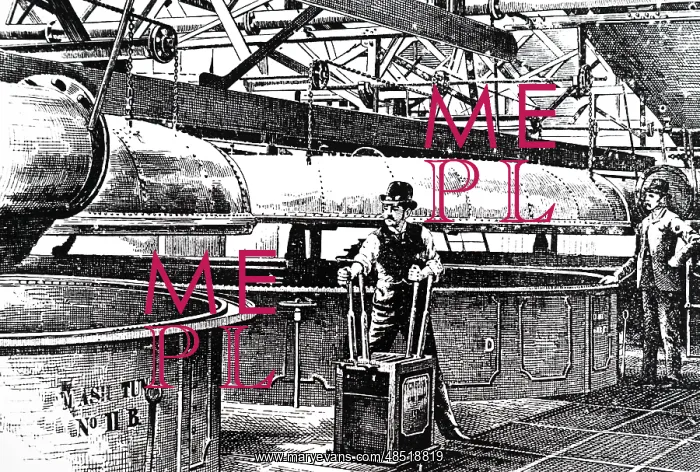: An engraving of BREWING: the mashing stage : An engraving of BREWING: the mashing stage