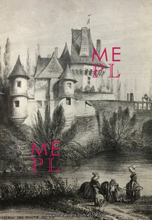 : Engraving, Chateau des Ponts-de-Ce, Angers, Maine-et-Loire : Engraving, Chateau des Ponts-de-Ce, Angers, Maine-et-Loire