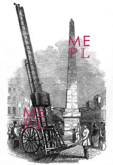 : Engraving of Davies fire escape, Blackfriars Road, London : Engraving of Davies fire escape, Blackfriars Road, London
