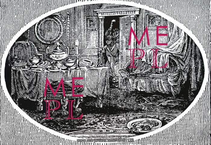 : An engraving depicting the aftermath of a large meal : An engraving depicting the aftermath of a large meal